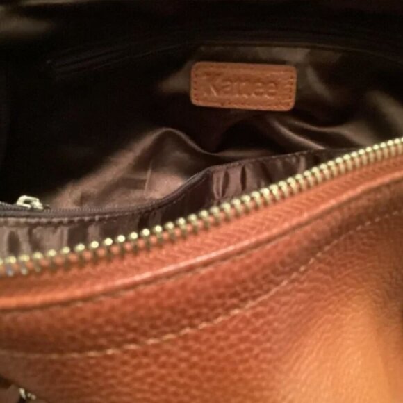 KATTEE Sorrel Brown Pebbled Leather Satchel Top Handle Bag Large #324A - Picture 13 of 13